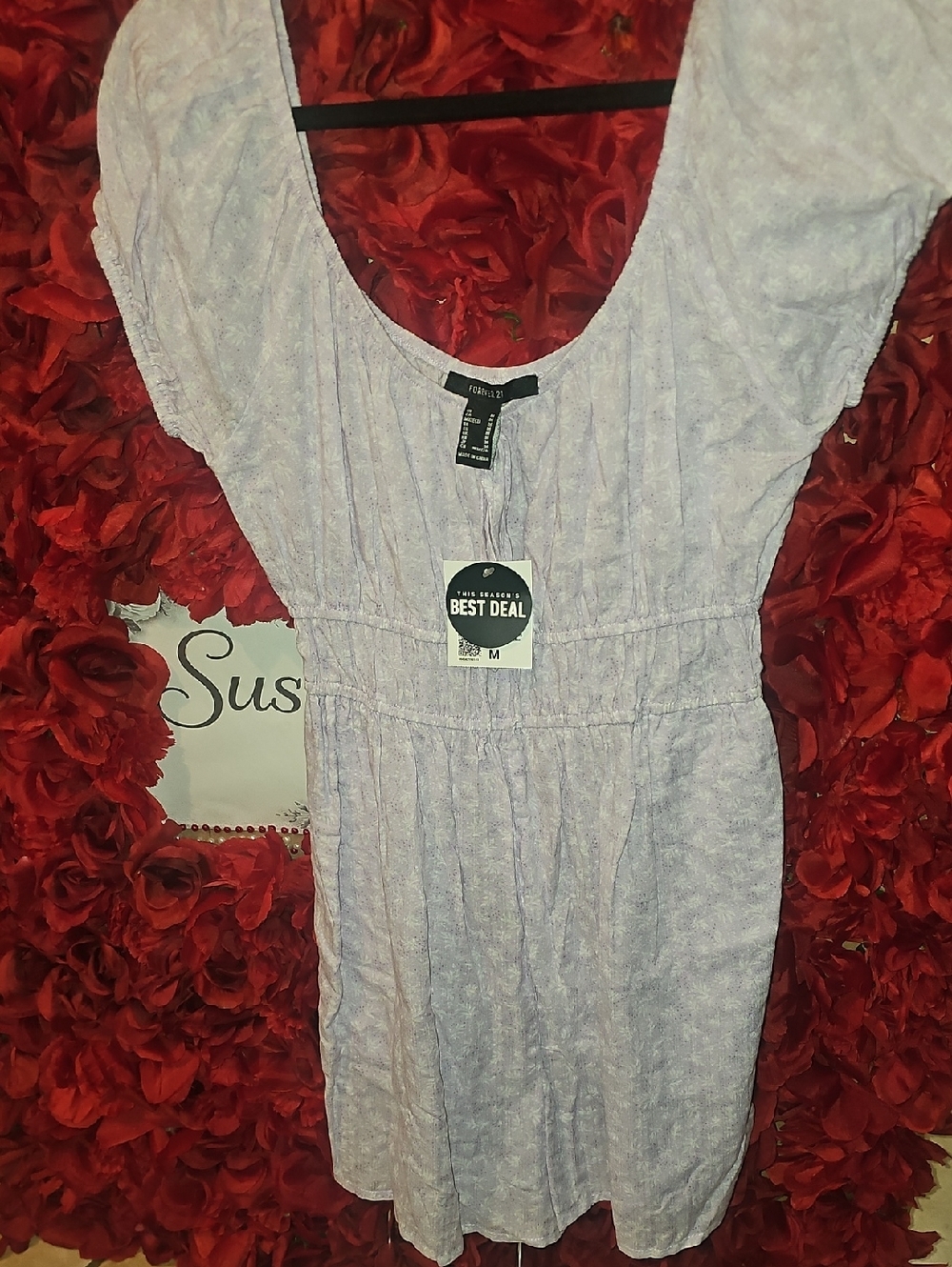 Forever 21 NWT Lavender Crinkle Scoop-Neck Dress Romper Size Medium